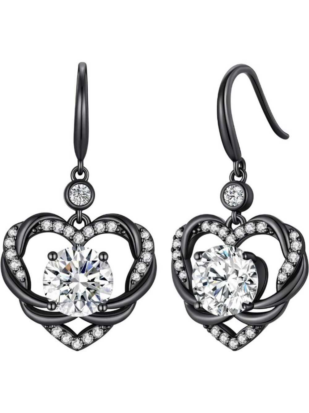 Brilliant Heart Shape Moissanite Dangle Drop Earrings, VVS1 Clarity, Gift-Ready